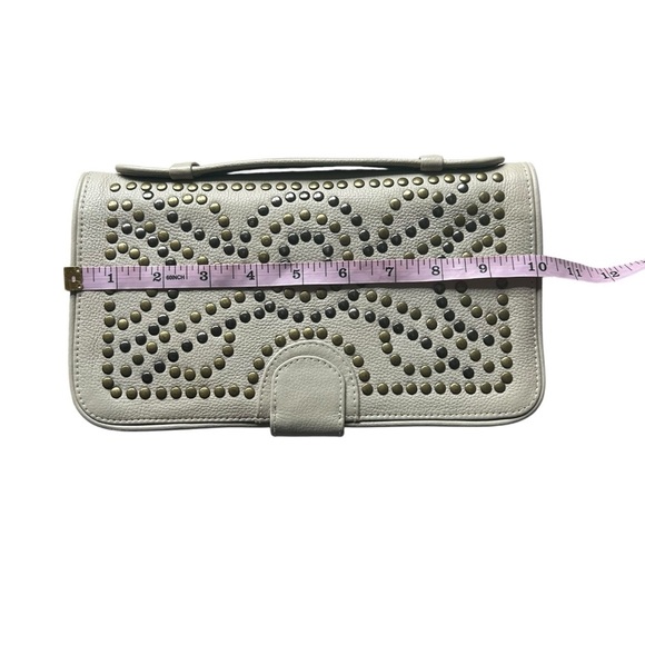 Cleobella beige leather Mexicana studded clutch zip close wallet wristlet pocket - Picture 5 of 9